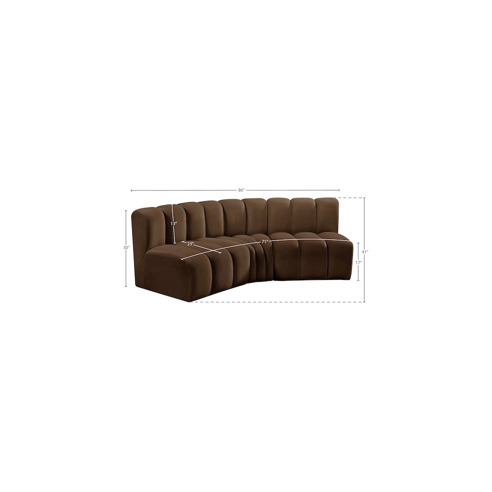Arc Brown Velvet Modular Sofa. Picture 9