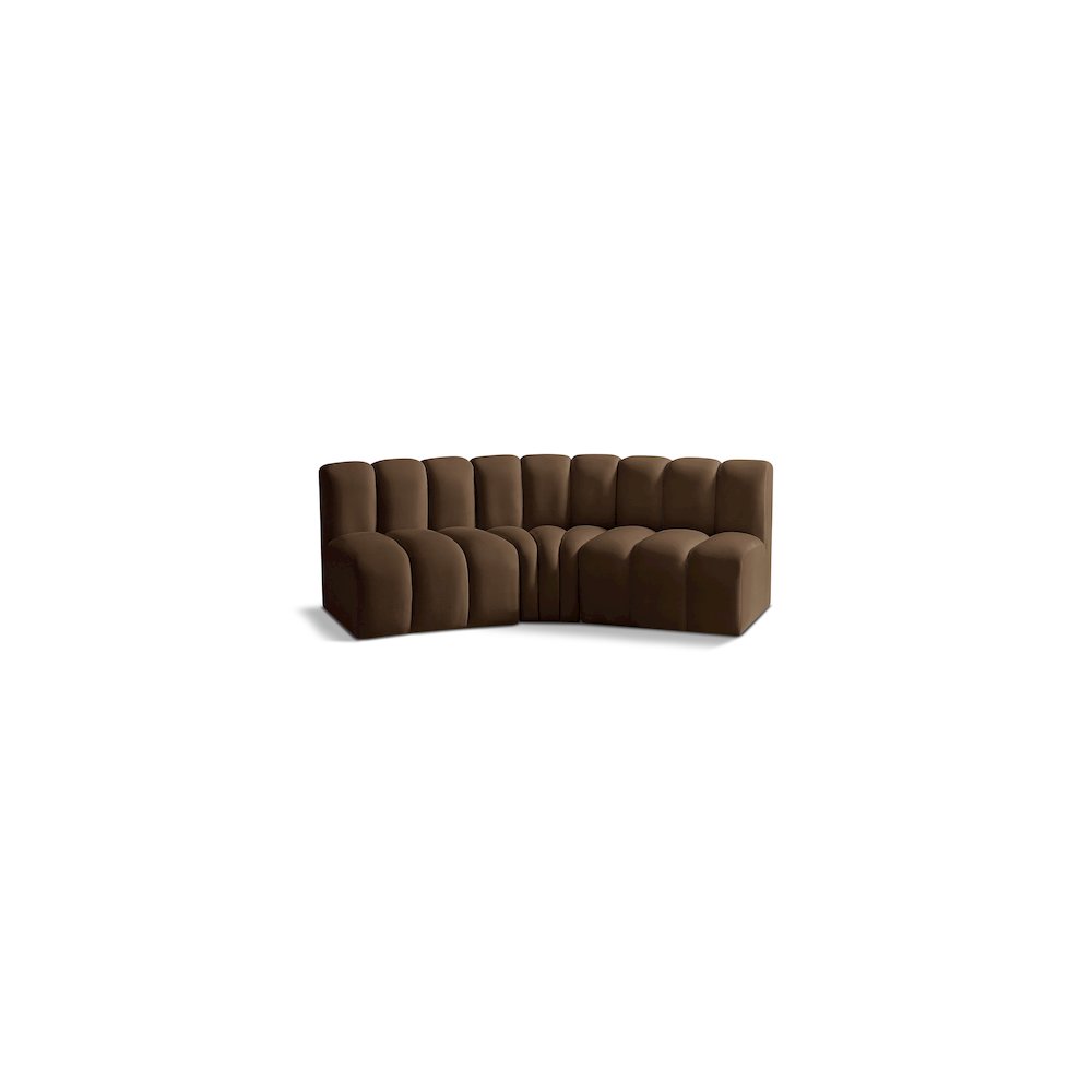Arc Brown Velvet Modular Sofa. Picture 1