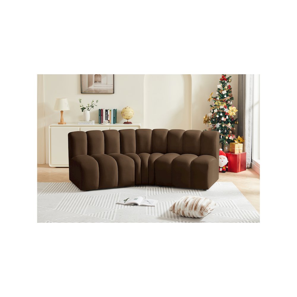 Arc Brown Velvet Modular Sofa. Picture 2