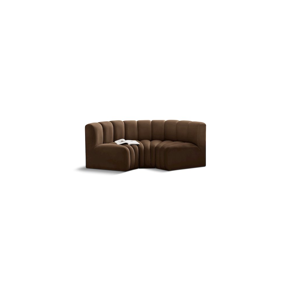 Arc Brown Velvet Modular Sofa. Picture 1