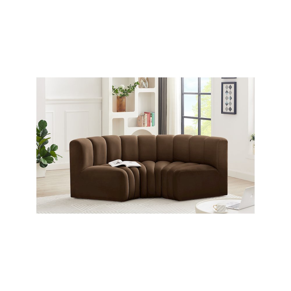 Arc Brown Velvet Modular Sofa. Picture 2