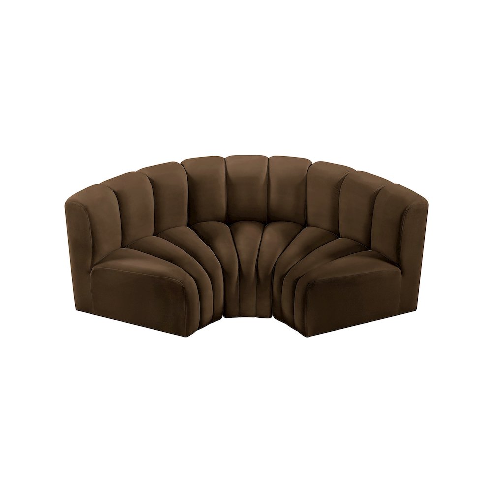 Arc Brown Velvet Modular Sofa. Picture 4