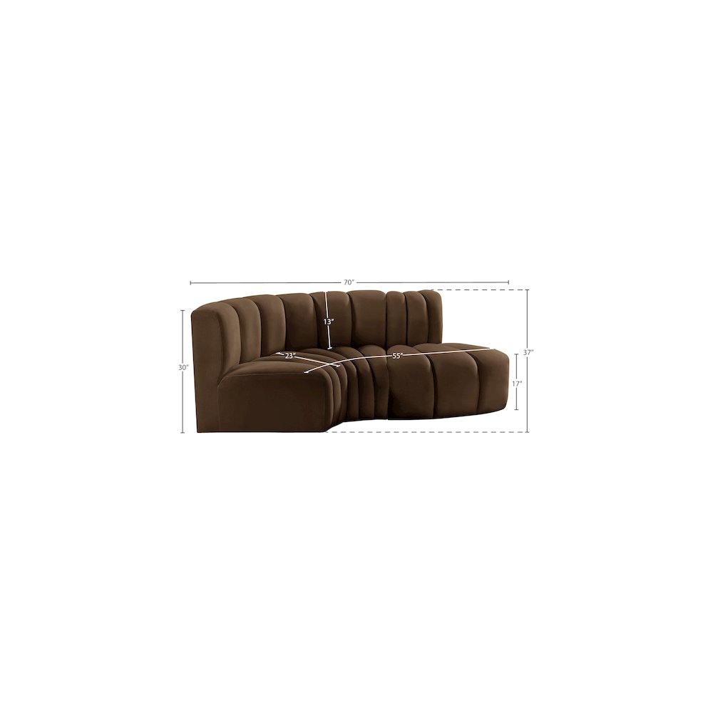 Arc Brown Velvet Modular Sofa. Picture 9
