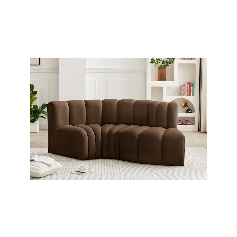 Arc Brown Velvet Modular Sofa. Picture 2