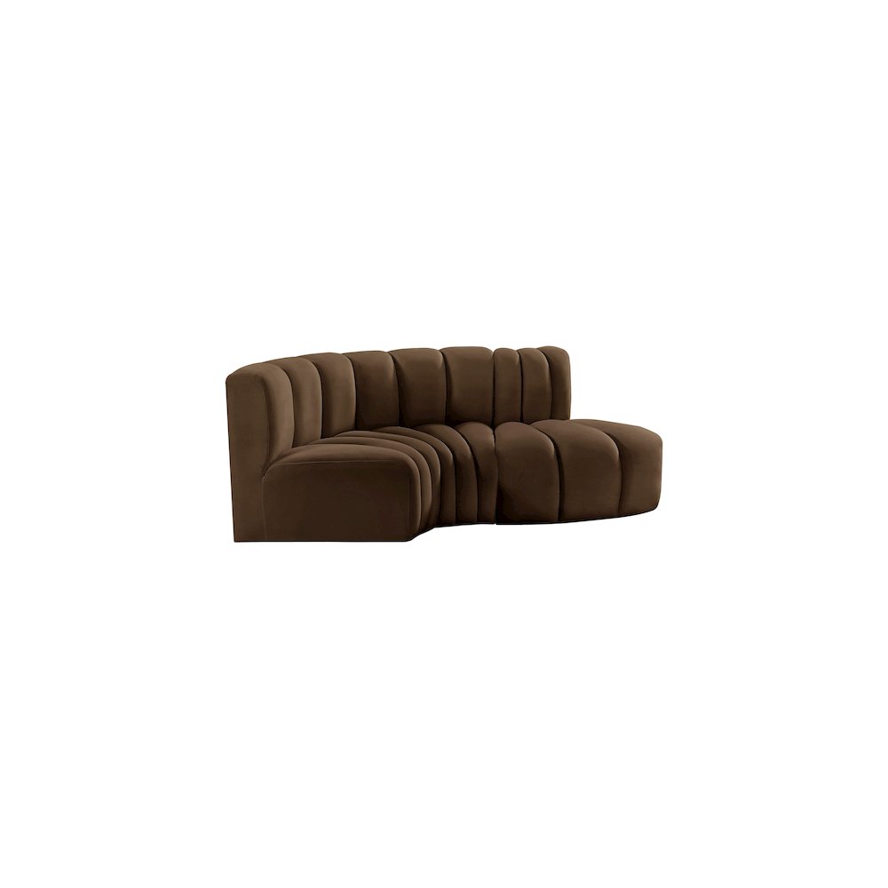 Arc Brown Velvet Modular Sofa. Picture 5