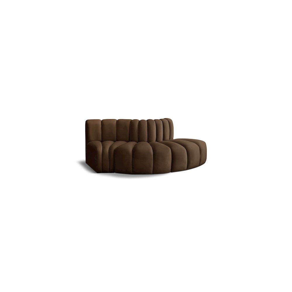 Arc Brown Velvet Modular Sofa. Picture 1