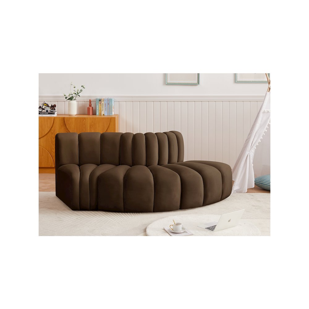 Arc Brown Velvet Modular Sofa. Picture 2