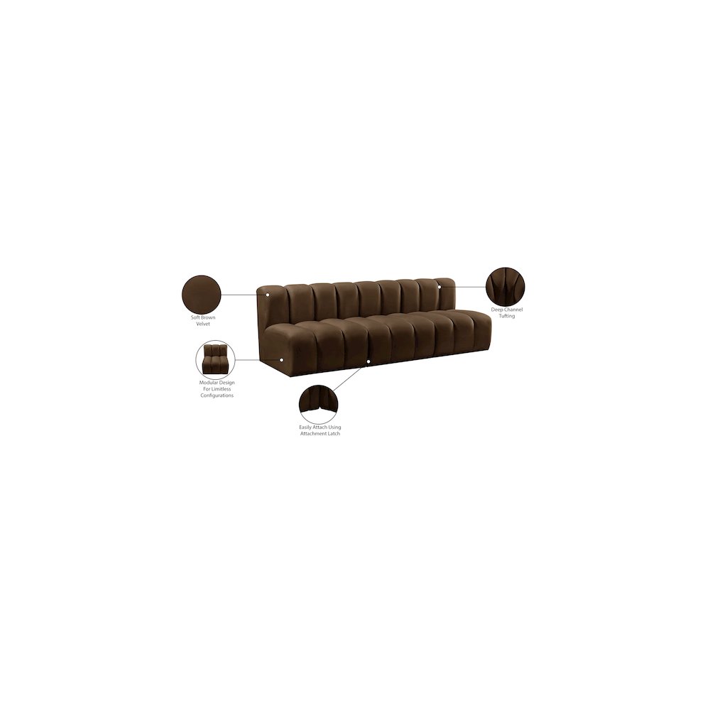 Arc Brown Velvet Modular Sofa. Picture 10