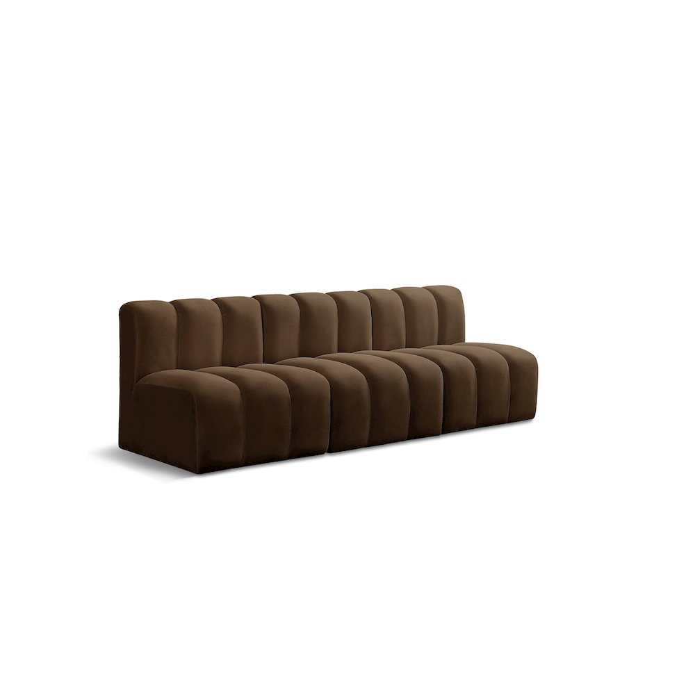 Arc Brown Velvet Modular Sofa. Picture 1