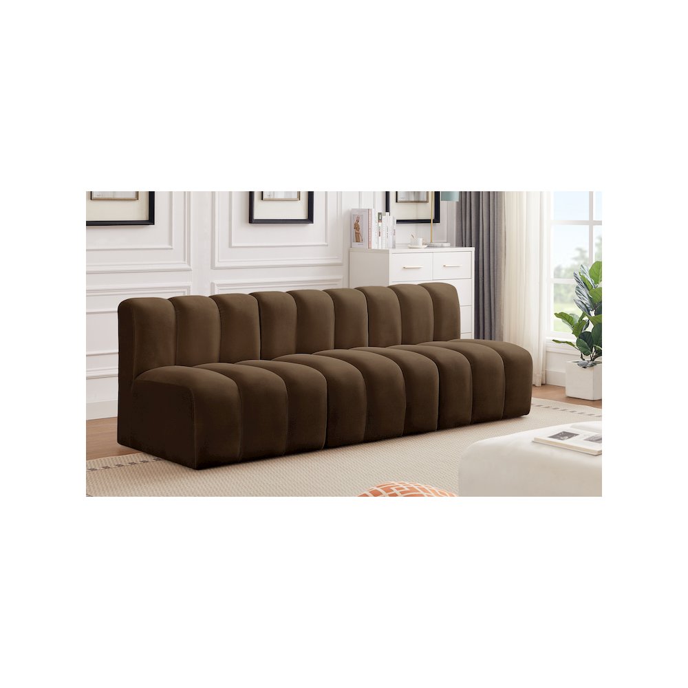 Arc Brown Velvet Modular Sofa. Picture 2
