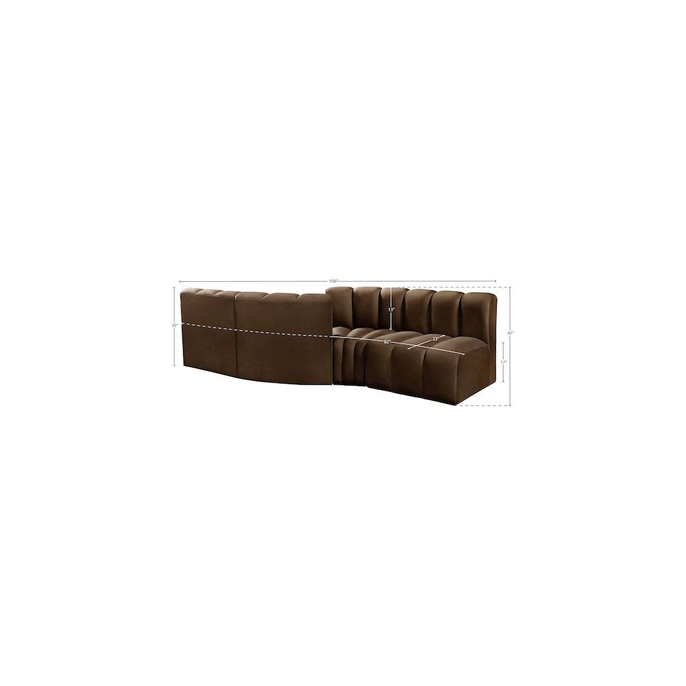 Arc Brown Velvet Modular Sofa. Picture 8