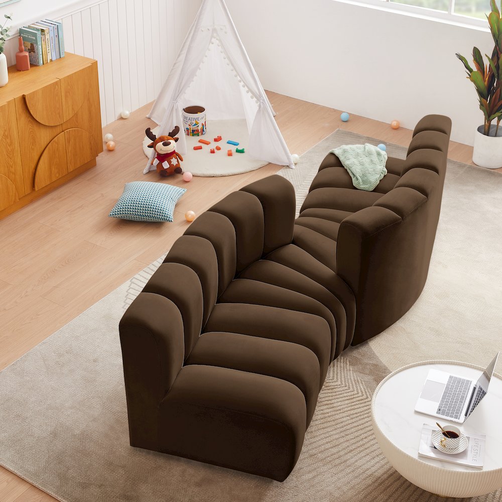 Arc Brown Velvet Modular Sofa. Picture 2