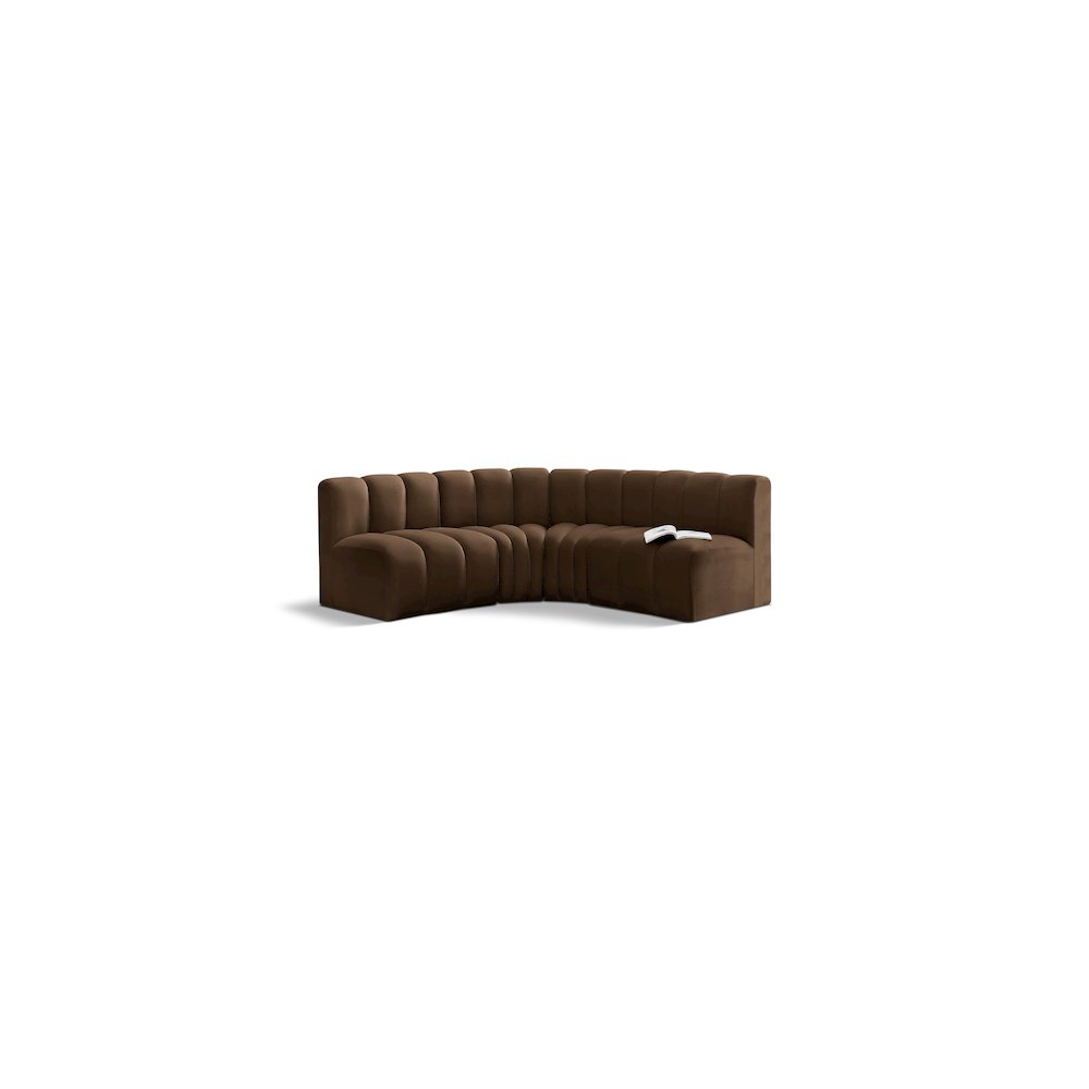 Arc Brown Velvet Modular Sofa. Picture 1