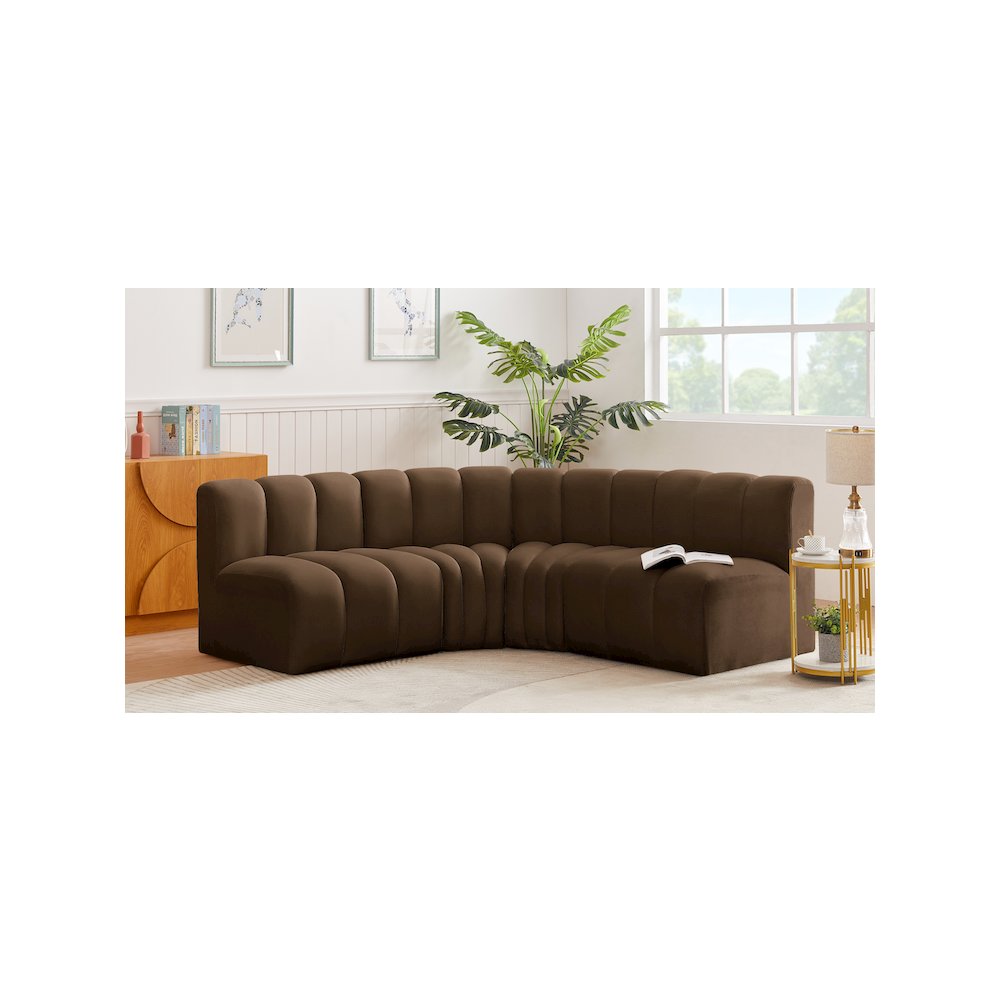 Arc Brown Velvet Modular Sofa. Picture 2