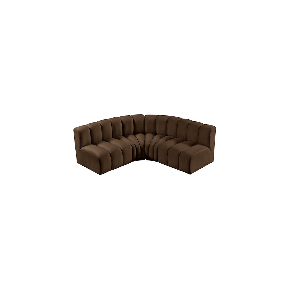 Arc Brown Velvet Modular Sofa. Picture 4