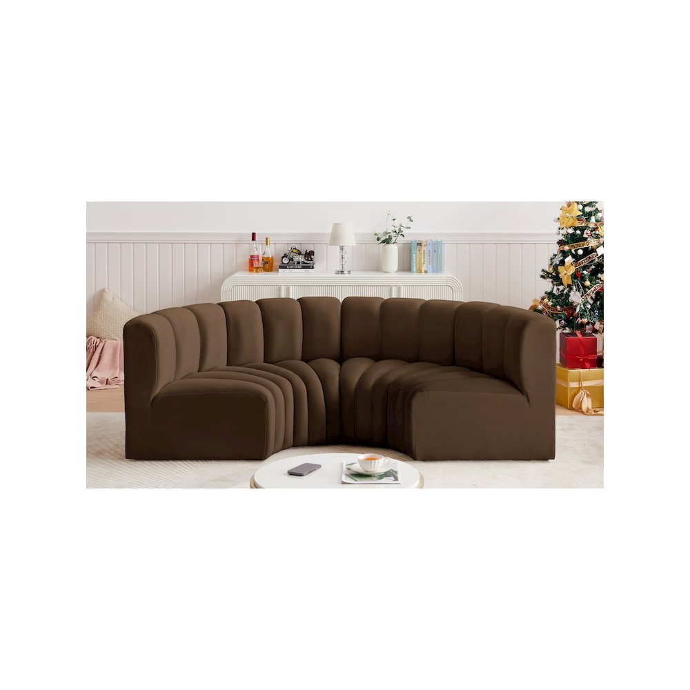 Arc Brown Velvet Modular Sofa. Picture 2