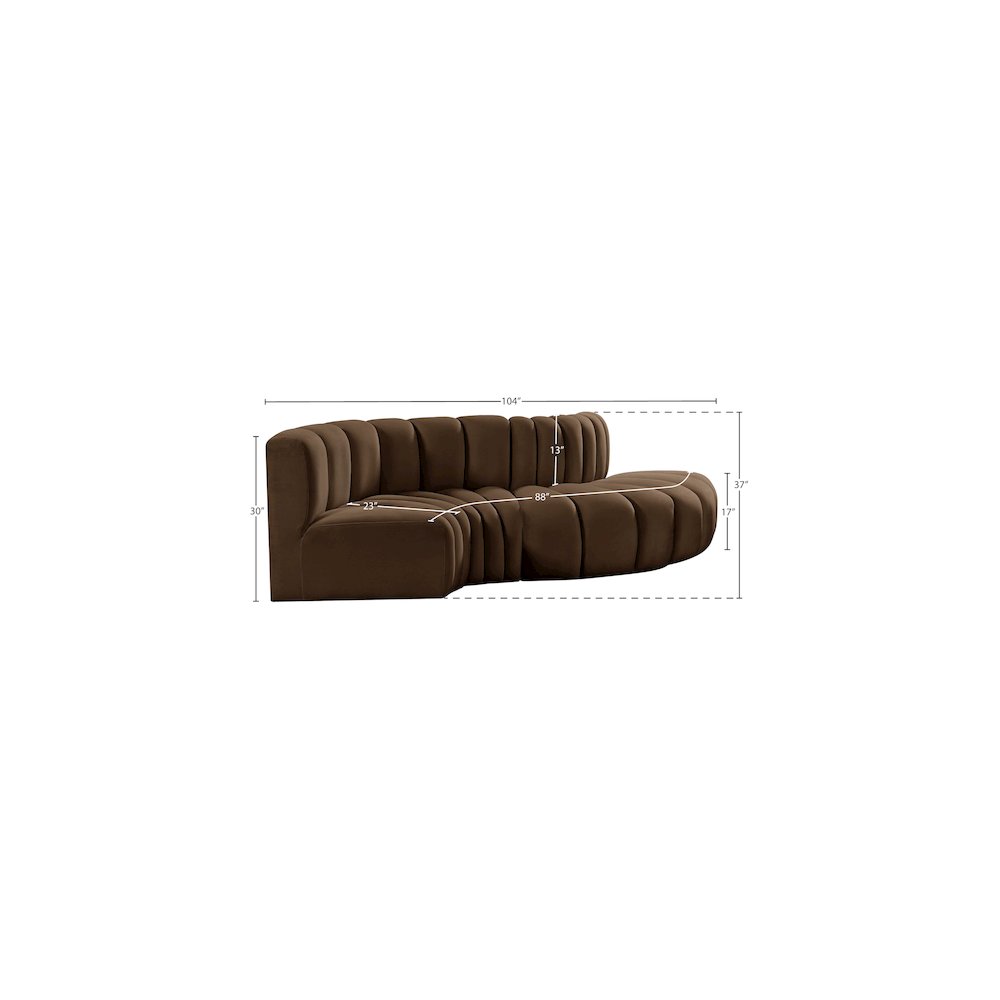 Arc Brown Velvet Modular Sofa. Picture 10