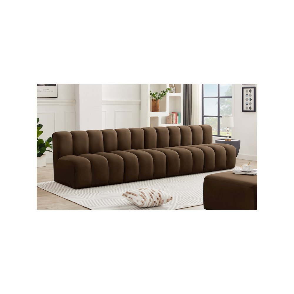 Arc Brown Velvet Modular Sofa. Picture 2