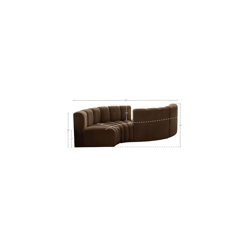 Arc Brown Velvet Modular Sofa. Picture 7