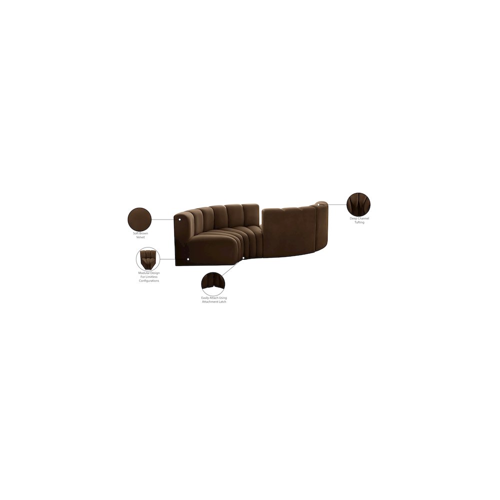 Arc Brown Velvet Modular Sofa. Picture 8