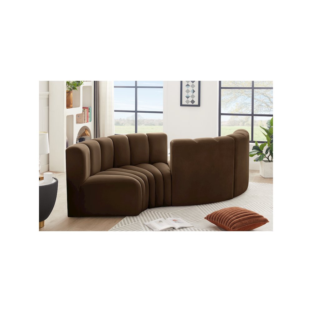 Arc Brown Velvet Modular Sofa. Picture 2