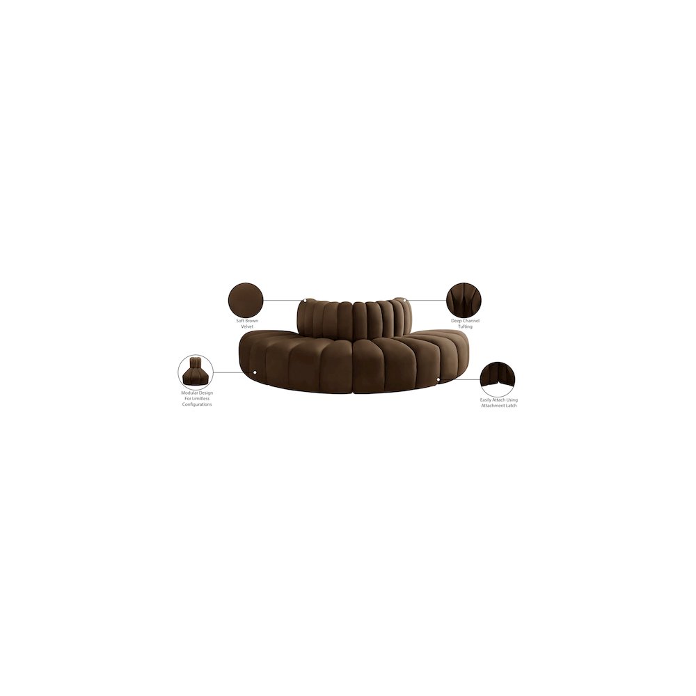 Arc Brown Velvet Modular Sofa. Picture 9