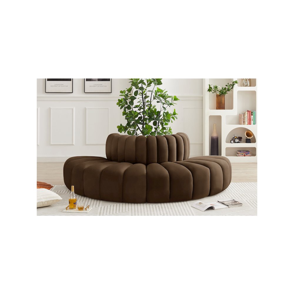 Arc Brown Velvet Modular Sofa. Picture 2
