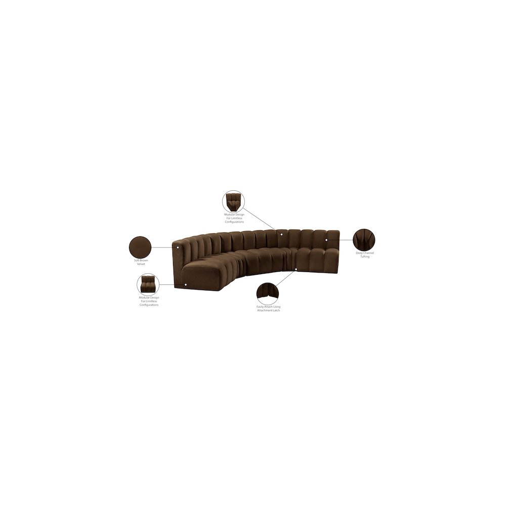 Arc Brown Velvet Modular Sofa. Picture 15