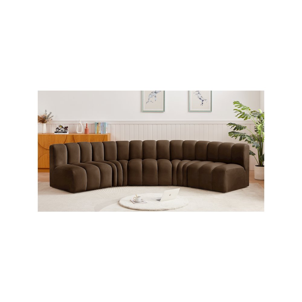 Arc Brown Velvet Modular Sofa. Picture 2