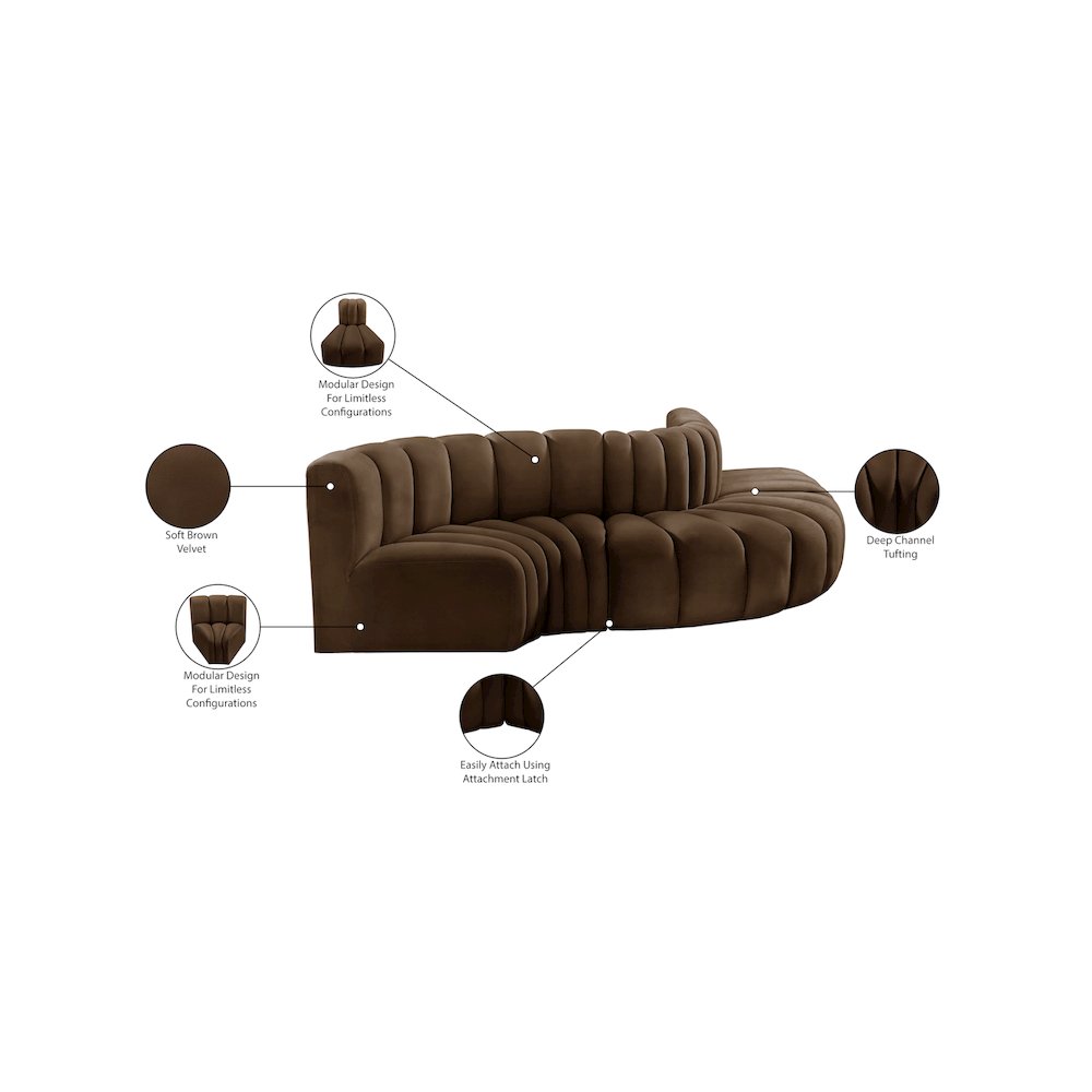 Arc Brown Velvet Modular Sofa. Picture 11