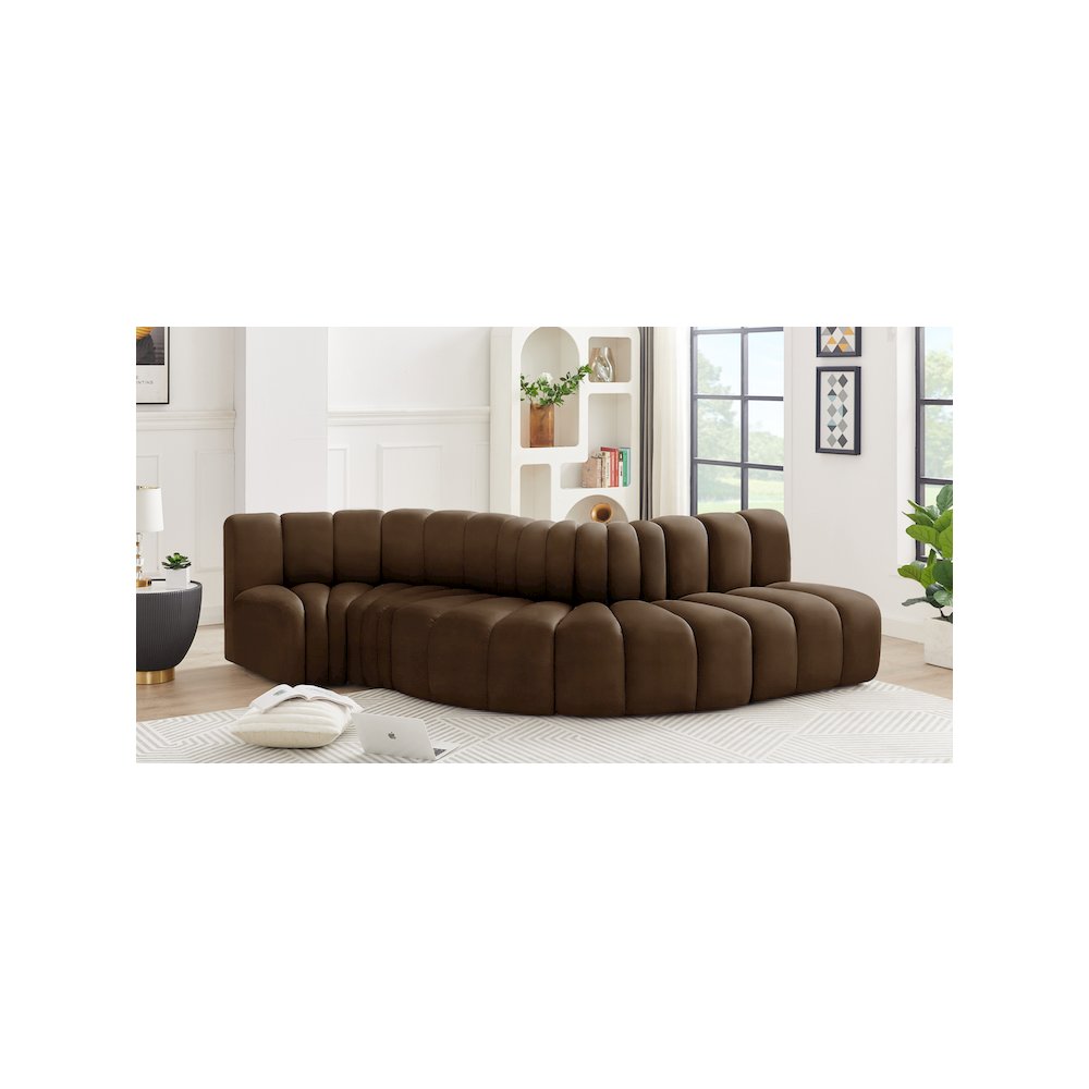 Arc Brown Velvet Modular Sofa. Picture 2