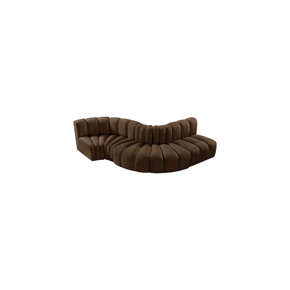 Arc Brown Velvet Modular Sofa. Picture 4