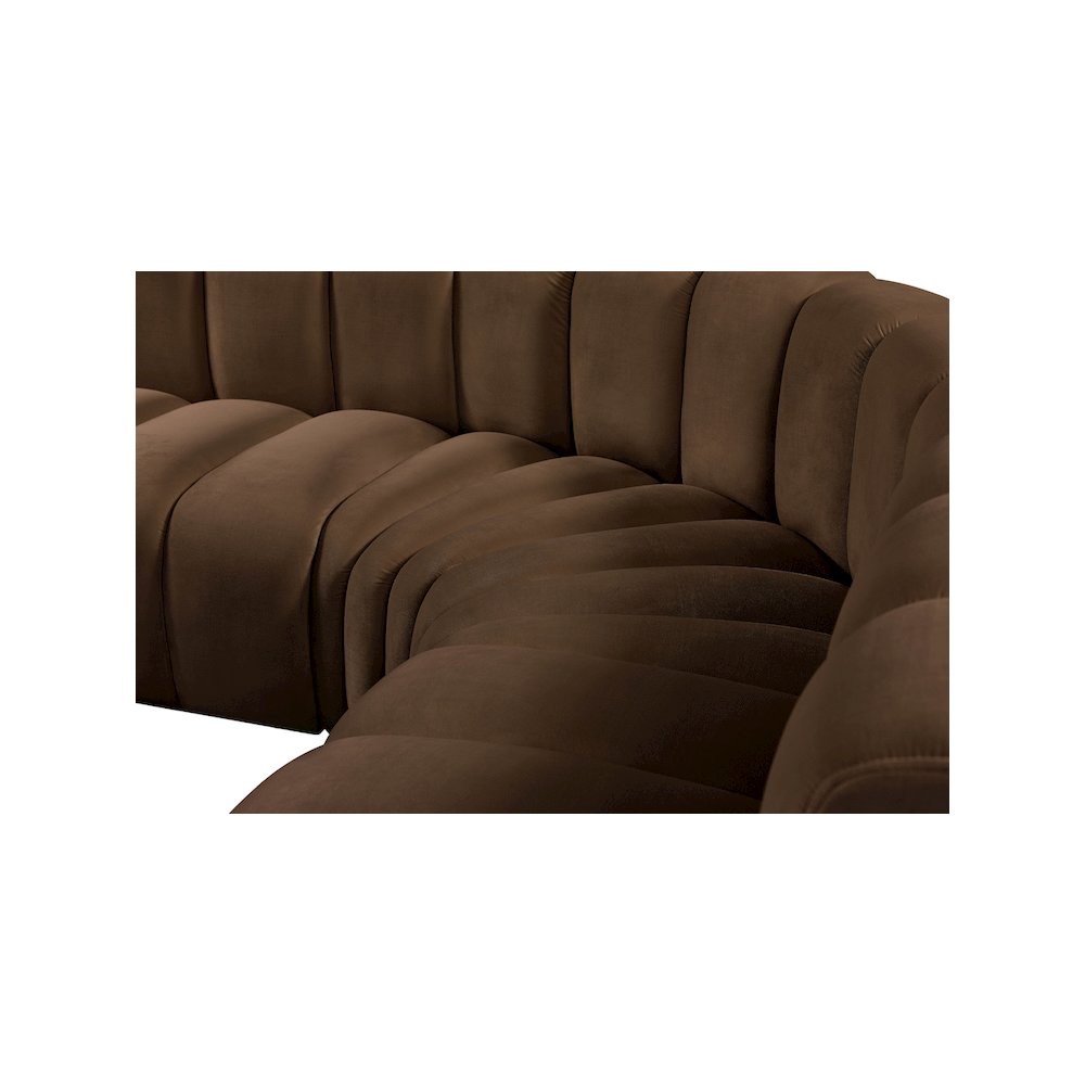 Arc Brown Velvet Modular Sofa. Picture 15