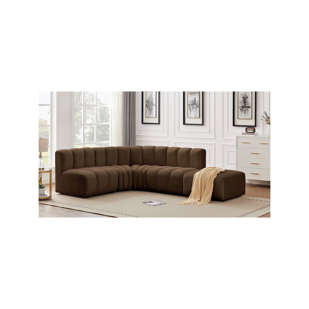 Arc Brown Velvet Modular Sofa. Picture 2