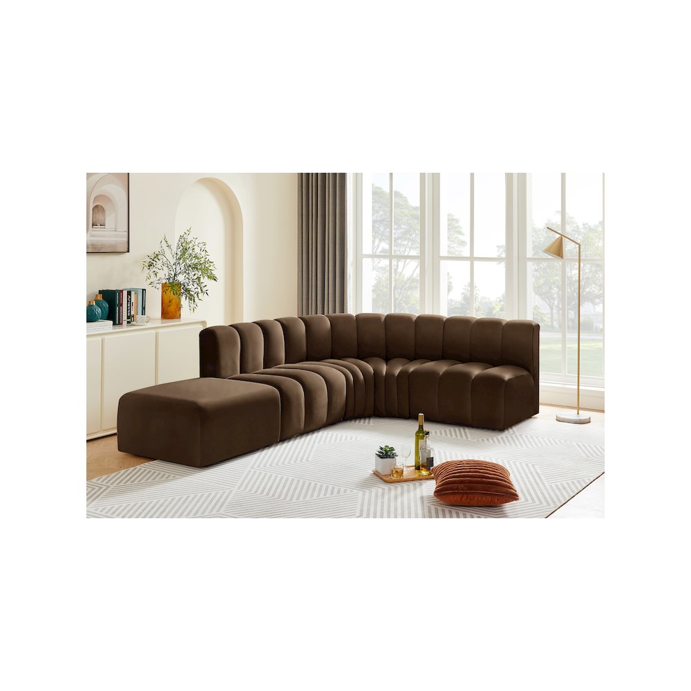 Arc Brown Velvet Modular Sofa. Picture 3