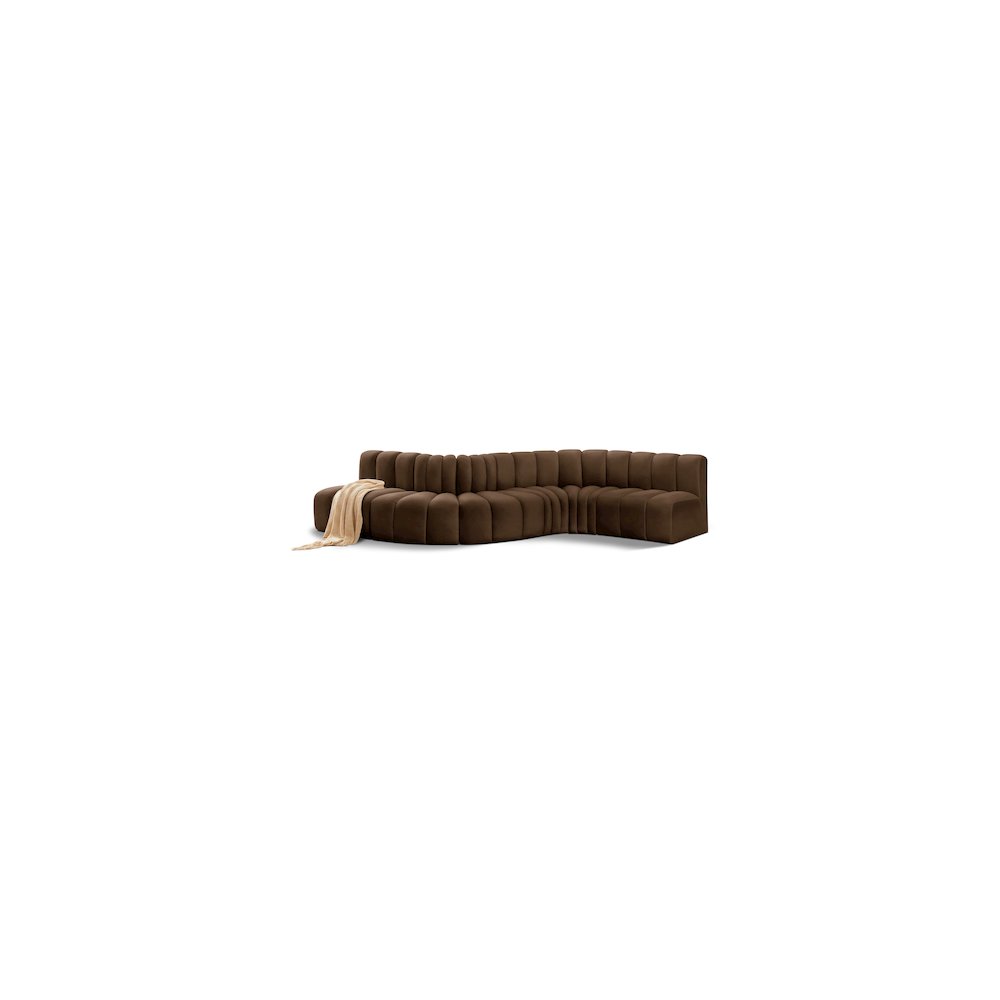 Arc Brown Velvet Modular Sofa. Picture 1