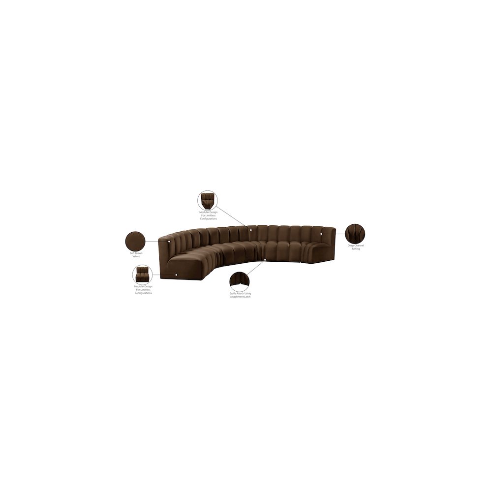 Arc Brown Velvet Modular Sofa. Picture 13