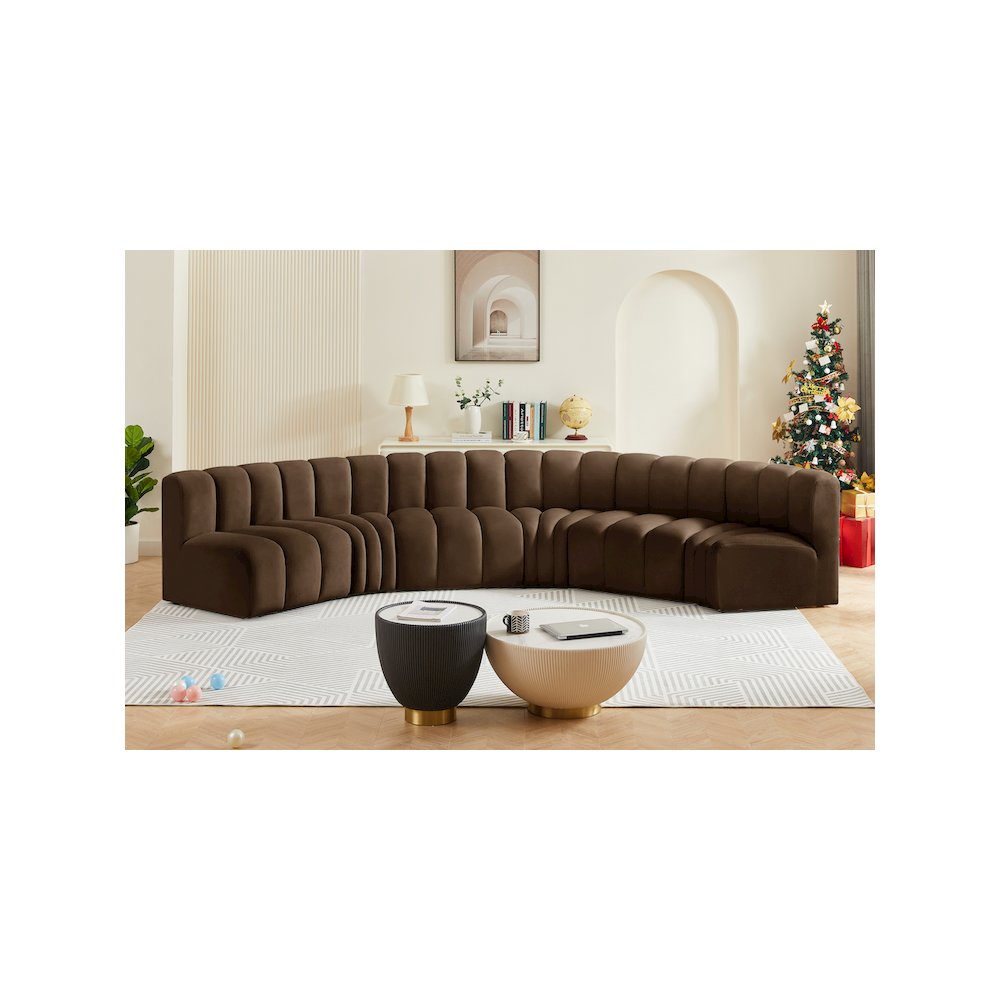 Arc Brown Velvet Modular Sofa. Picture 2