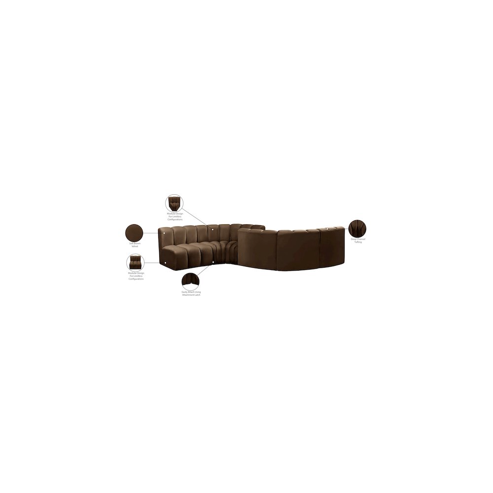 Arc Brown Velvet Modular Sofa. Picture 11
