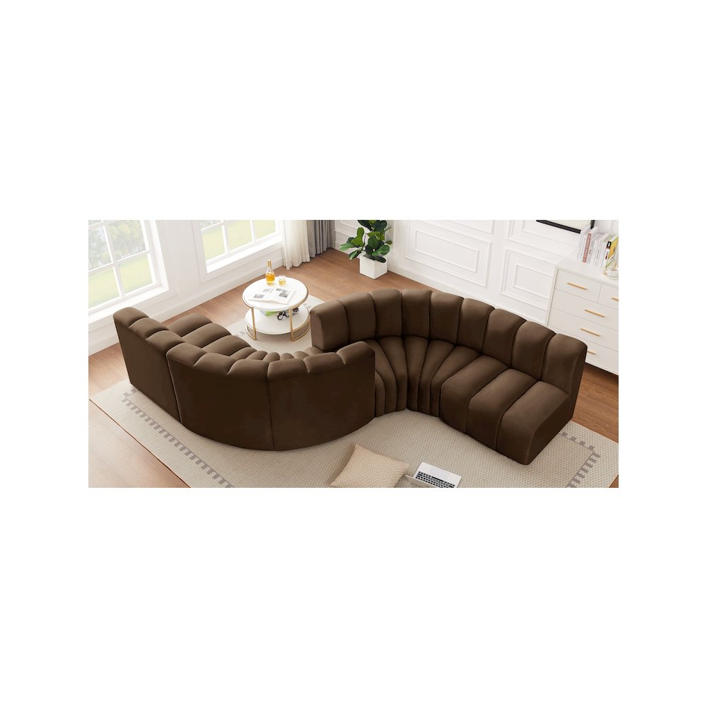 Arc Brown Velvet Modular Sofa. Picture 2