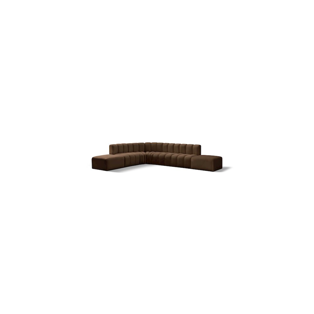 Arc Brown Velvet Modular Sofa. Picture 1