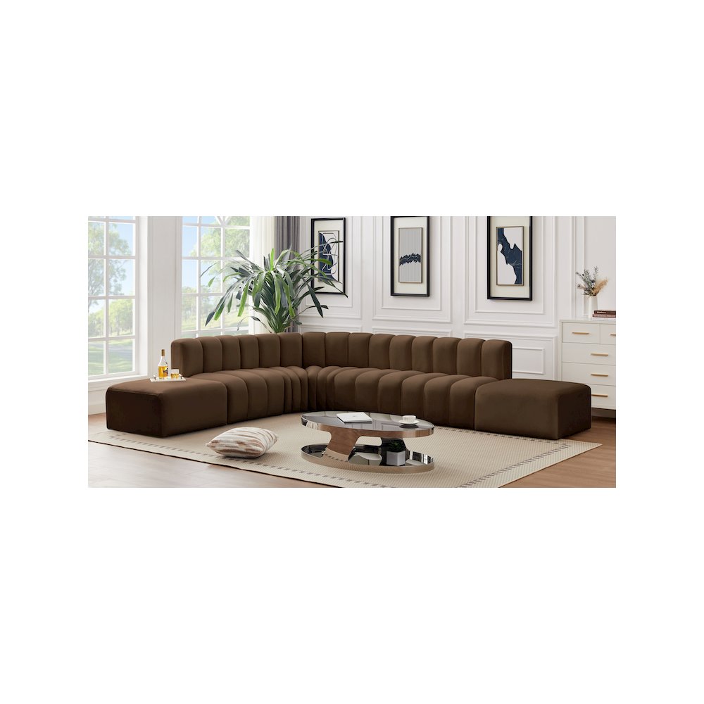Arc Brown Velvet Modular Sofa. Picture 2