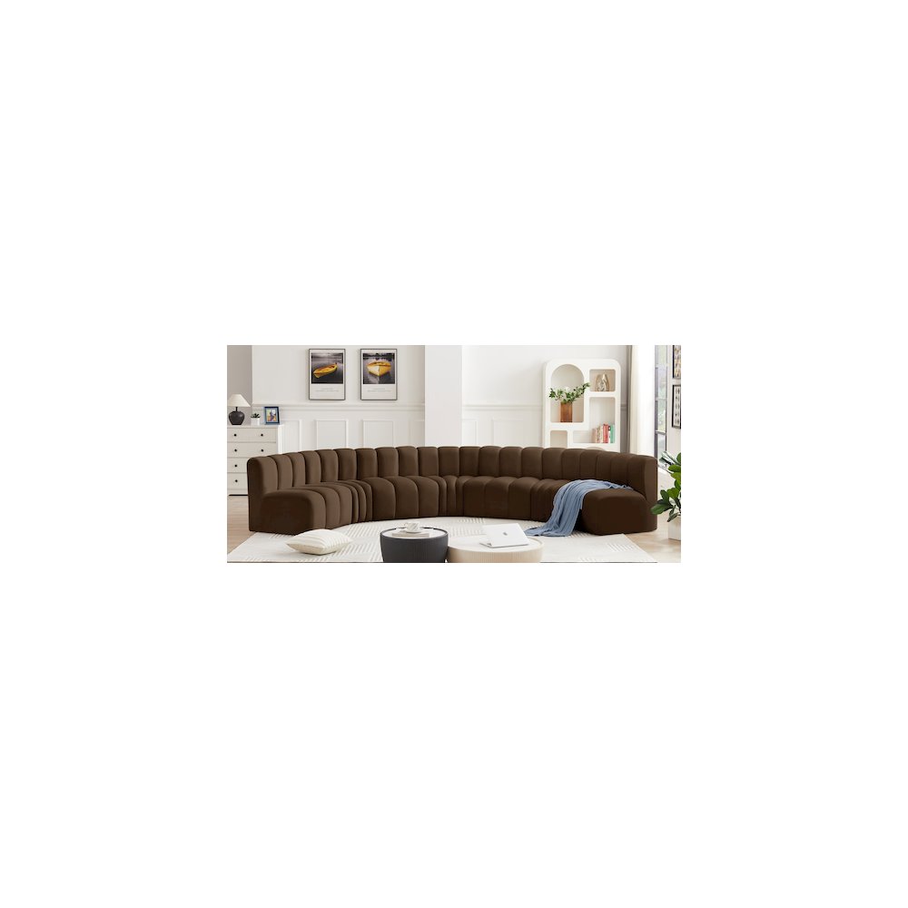 Arc Brown Velvet Modular Sofa. Picture 2