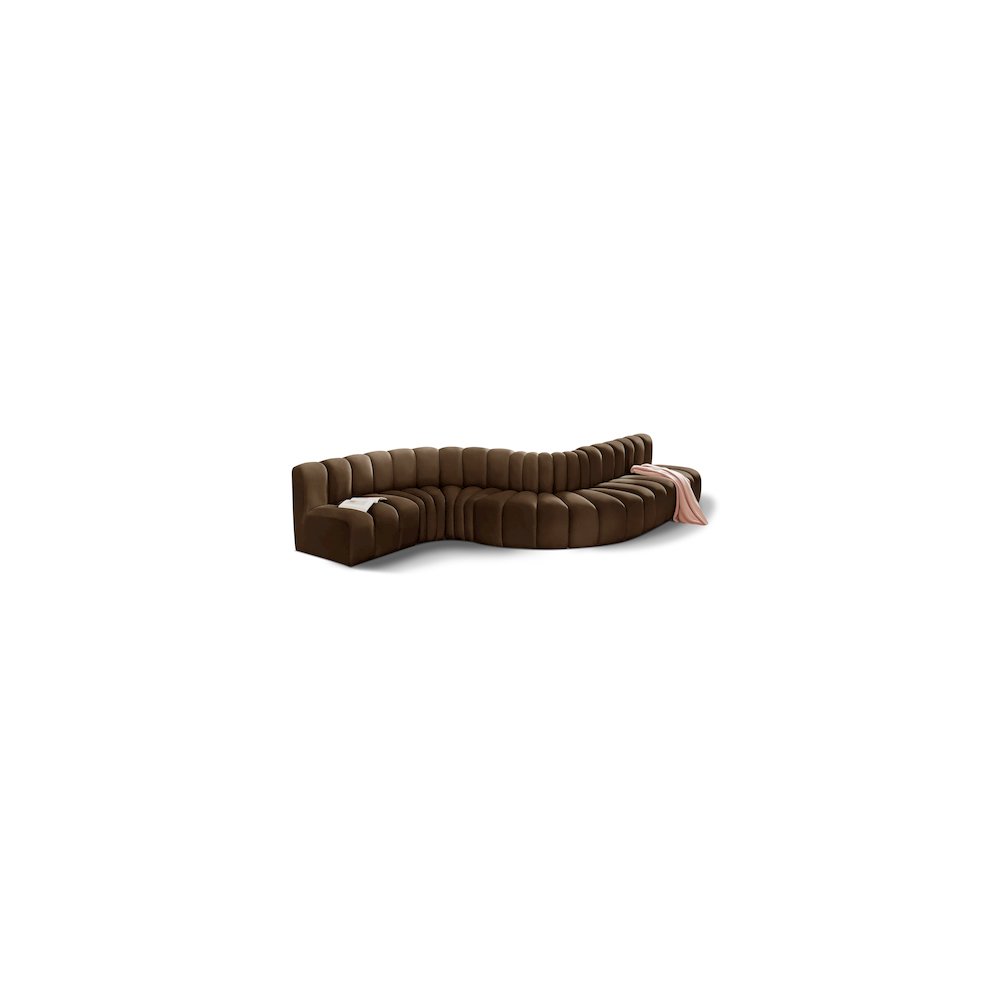 Arc Brown Velvet Modular Sofa. Picture 1