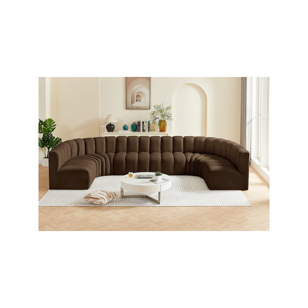Arc Brown Velvet Modular Sofa. Picture 2