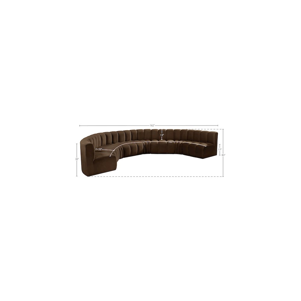 Arc Brown Velvet Modular Sofa. Picture 14
