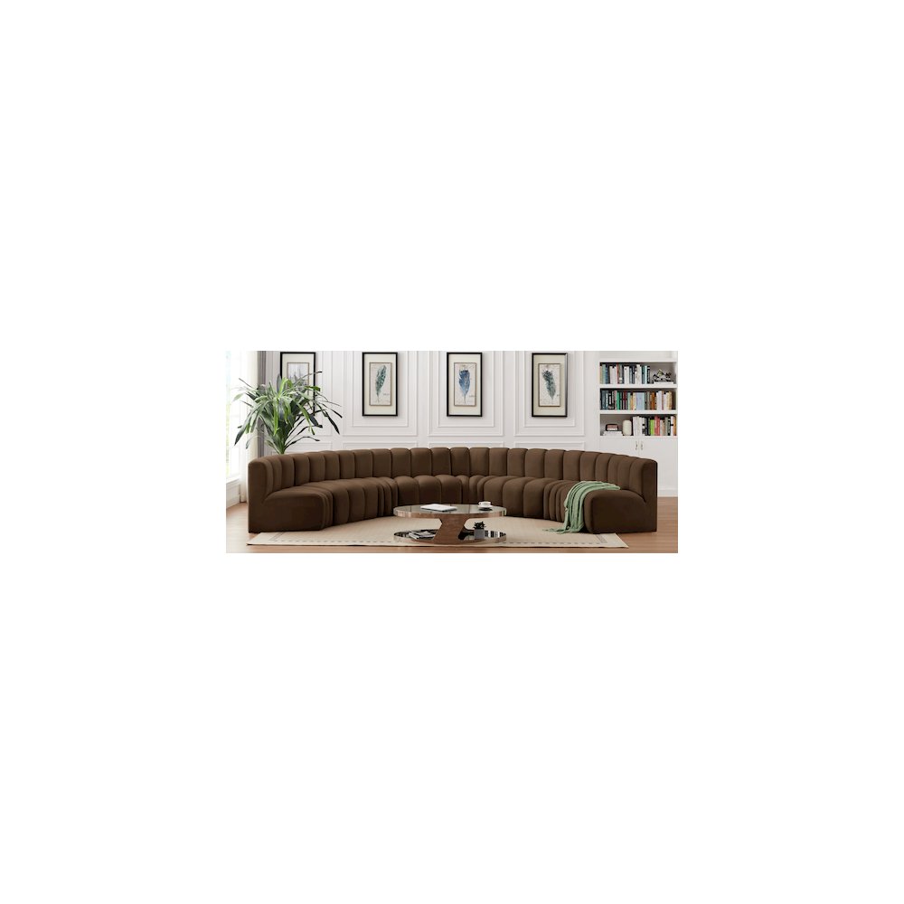 Arc Brown Velvet Modular Sofa. Picture 2