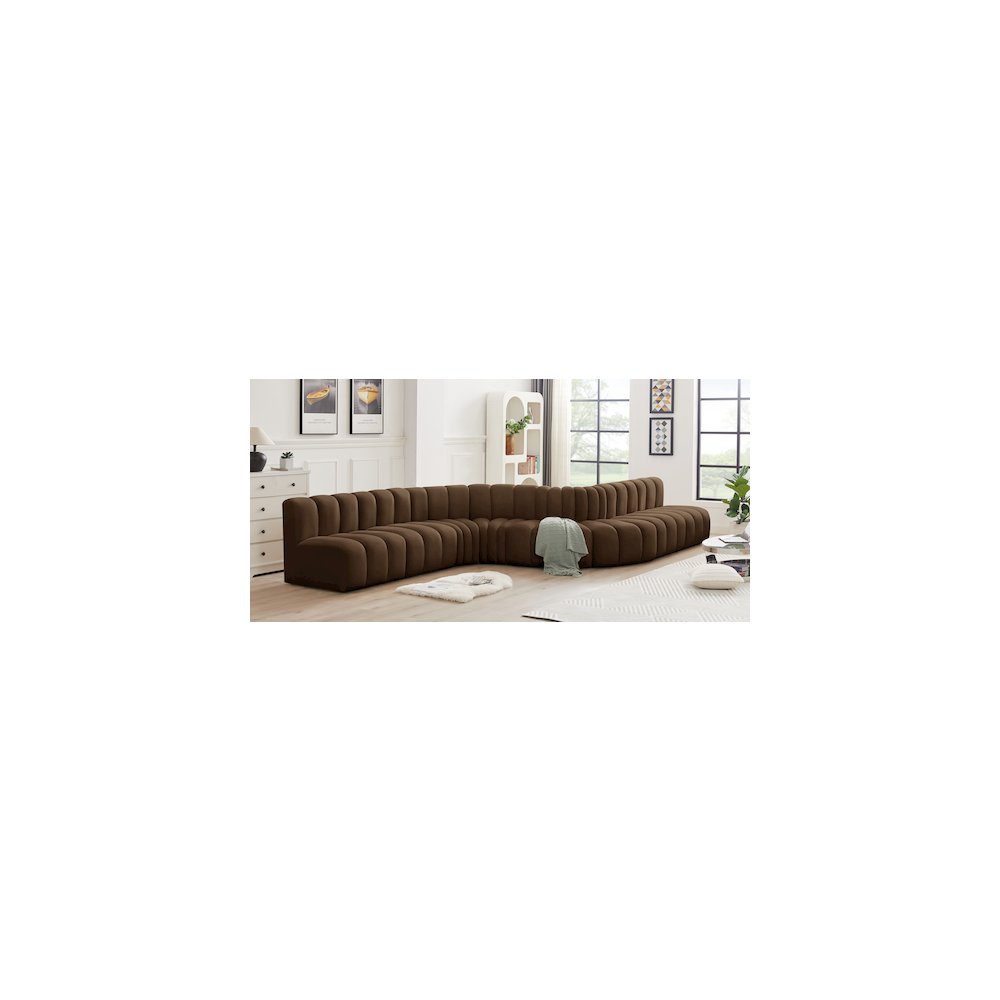 Arc Brown Velvet Modular Sofa. Picture 2