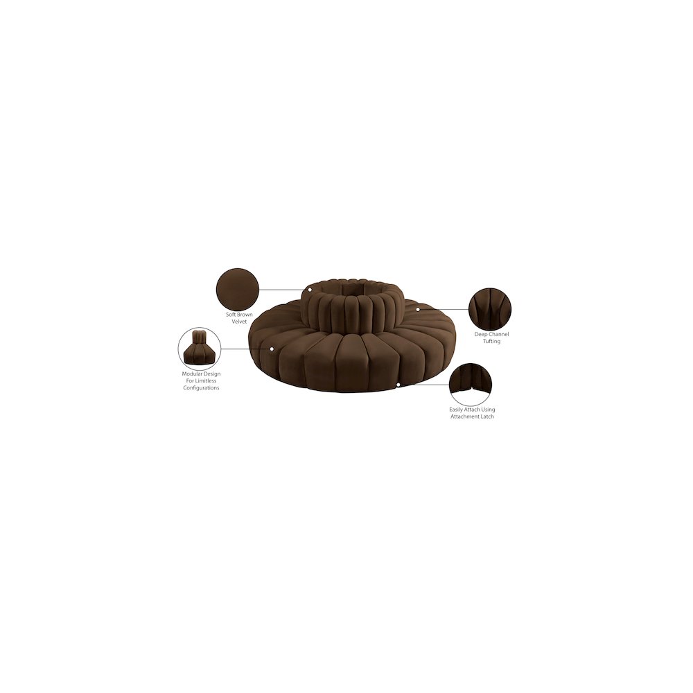 Arc Brown Velvet Modular Sofa. Picture 7