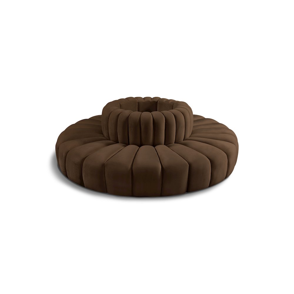 Arc Brown Velvet Modular Sofa. Picture 1